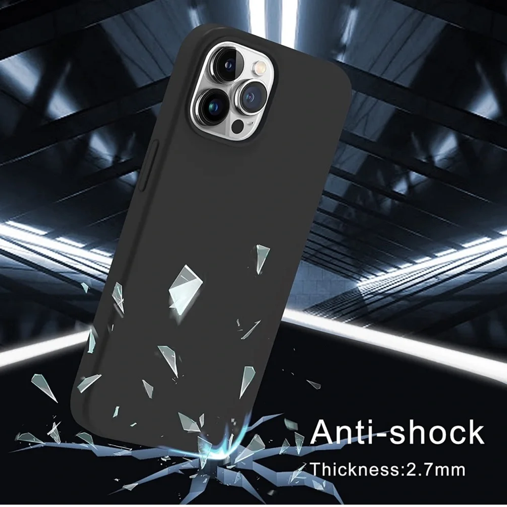 iPhone 13 Pro Max Case,Slim Gel Rubber Full Body Protection Shockproof- Black